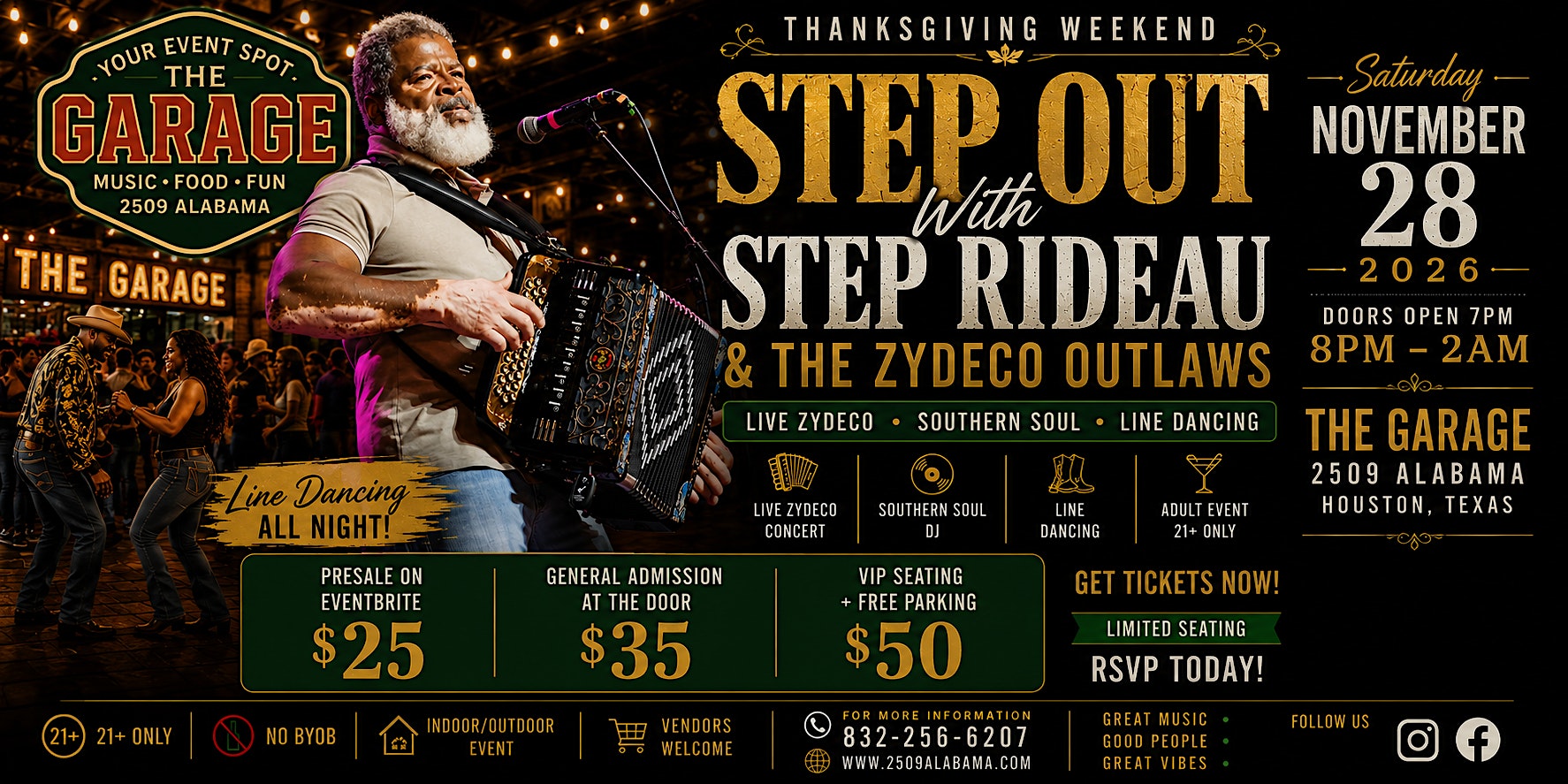 Step Out with Step Rideau & The Zydeco Outlaws Thanksgiving Weekend