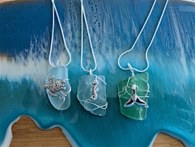 WIRE WRAP REAL MAINE SEA GLASS JEWELRY CLASS-DUNEDIN FL-CALEDONIA BREWING