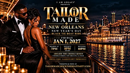 TAILOR MADE 2027: New Year’s Day Black Tie Boat Ride | New Orleans
