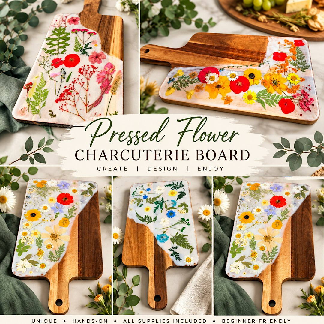 Resin Art workshop - Pressed flower charcuterie board  - North Vancouver