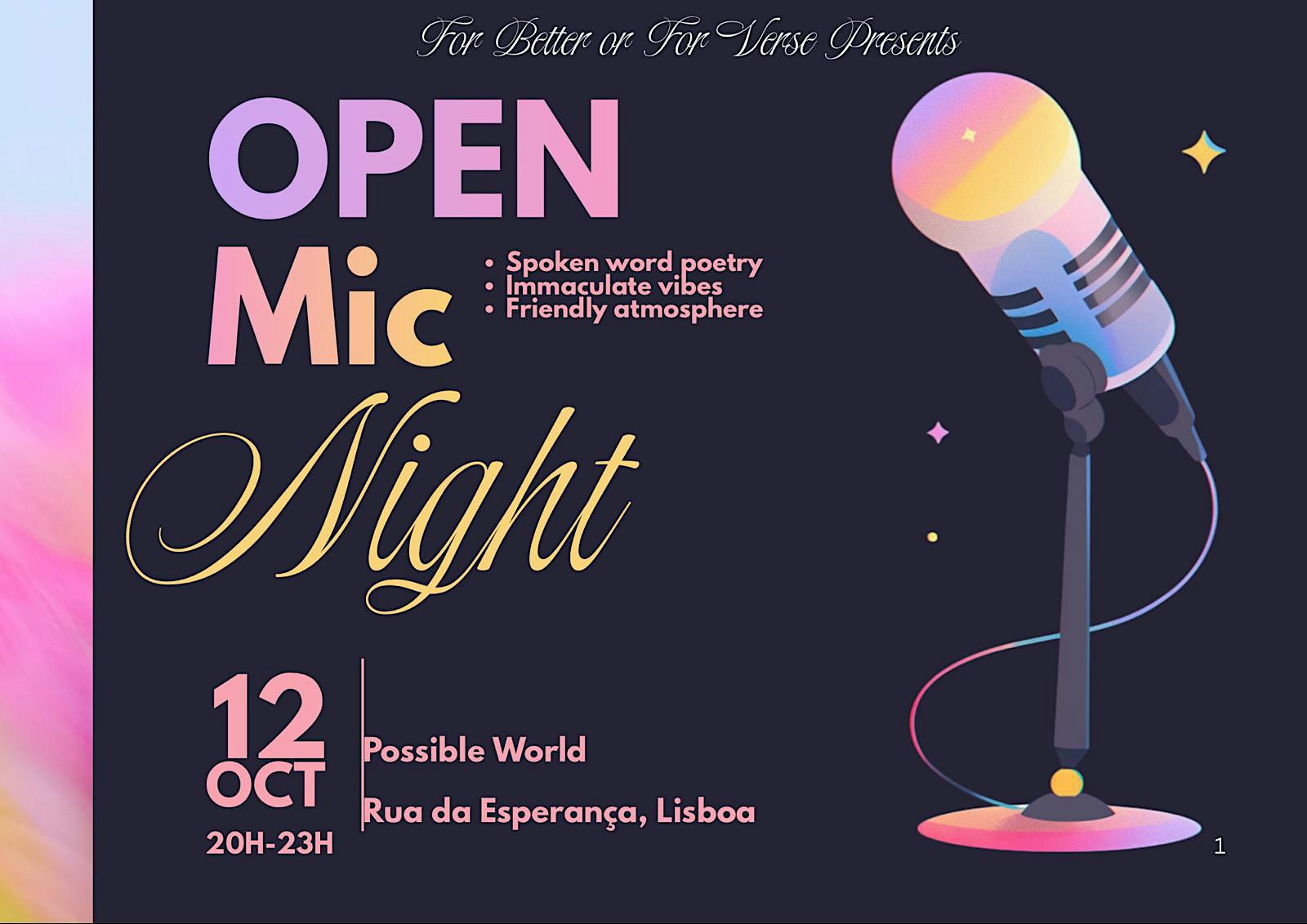 For Better or For Verse Presents: Poetry Open MIc Night