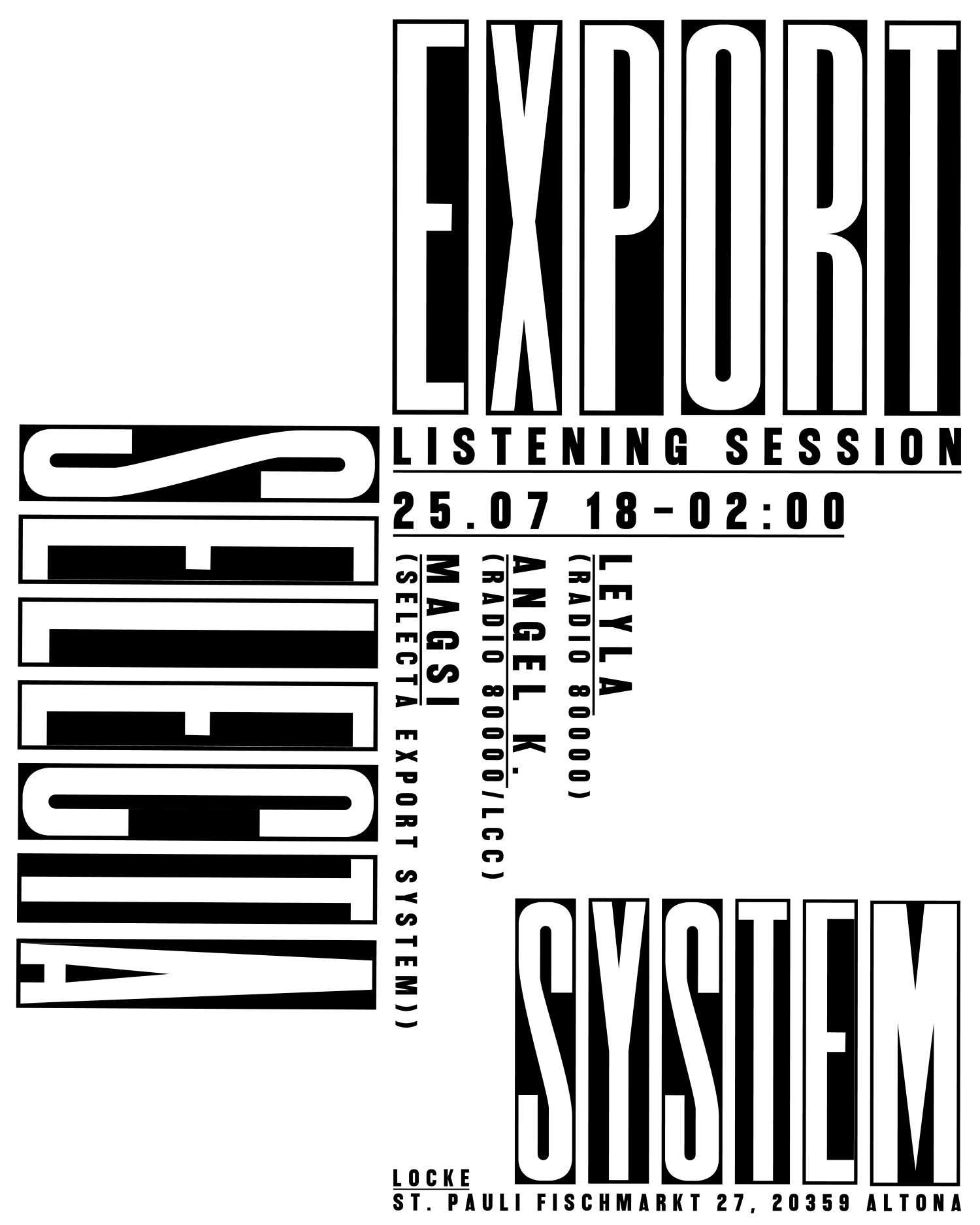 Selecta Export System x Gitter Bookings with Rouven, Andi Britz, Electro Ingo, Lena Paulus