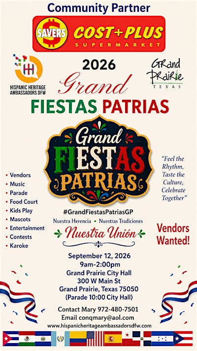 Grand Fiestas Patrias Festival VENDORS WANTED