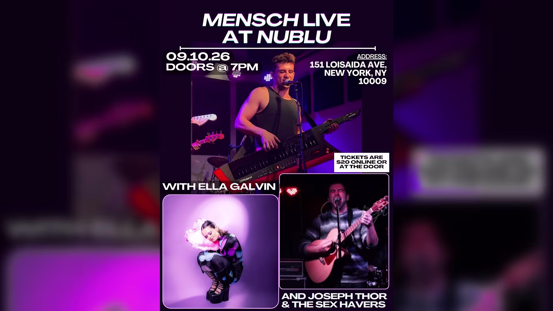 Mensch With Ella Galvin And Joseph Thor & The Sex Havers