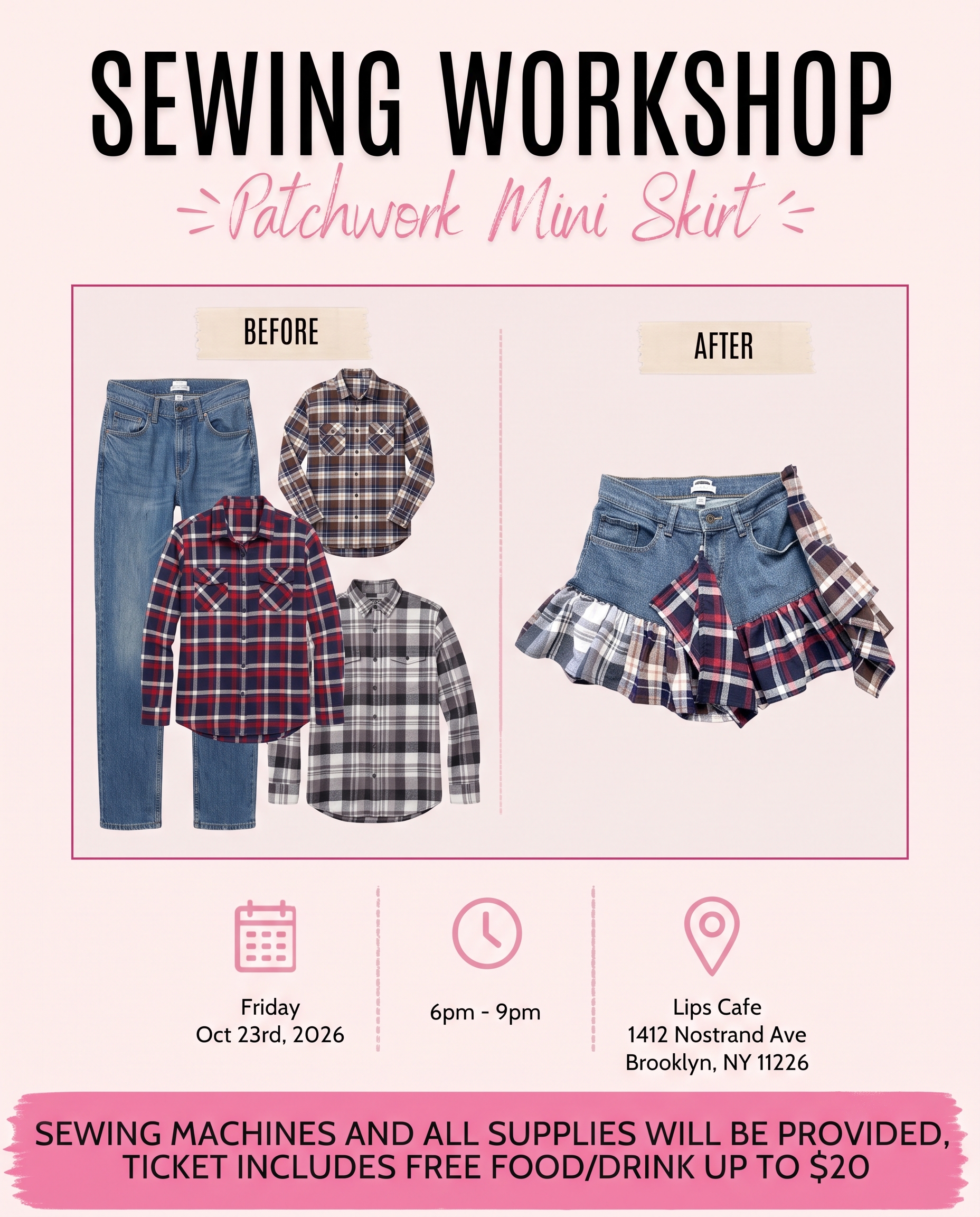 Sewing Workshop: Jeans to a Mini Skirt with Patchwork