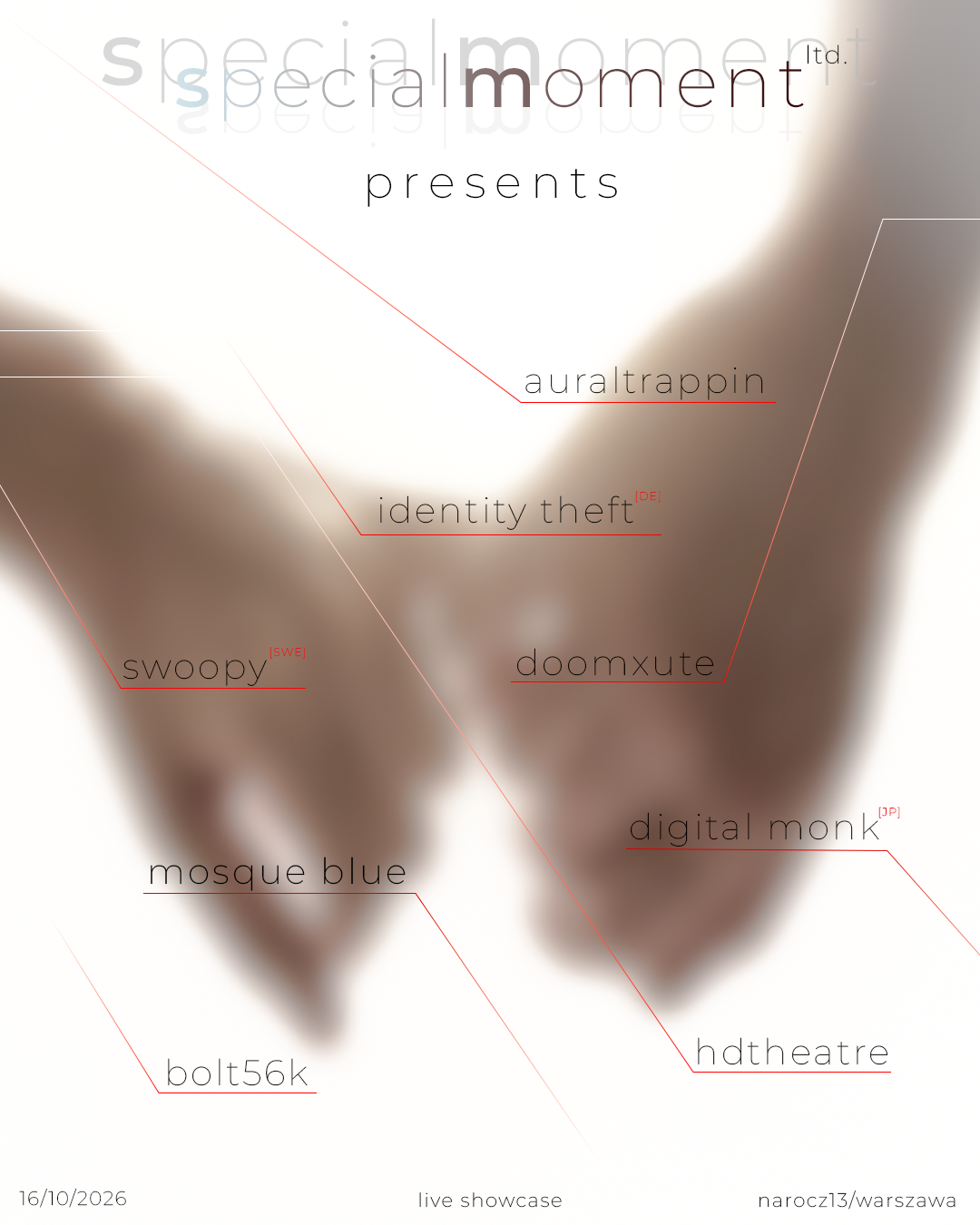 specialmoment ltd. presents: Swoopy, IDENTITY THEFT, bolt56k, HD Theatre, Mosque Blue + more
