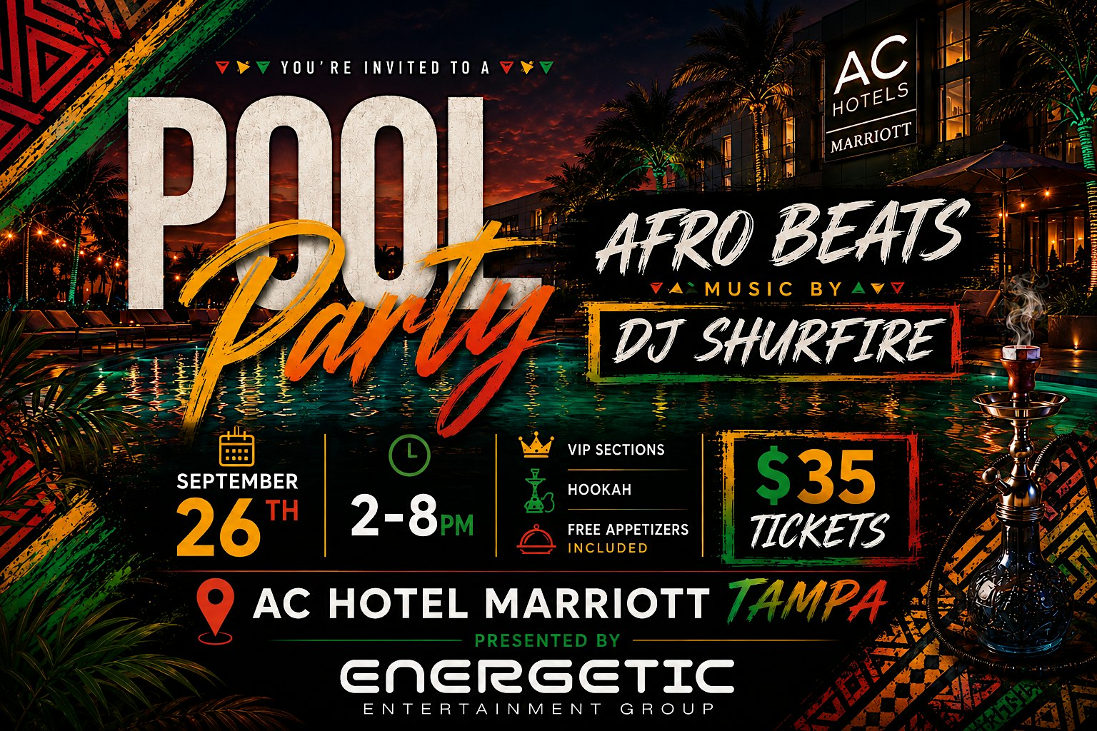 Afro Beats Pool Party at AC Hotel Marriott Tampa