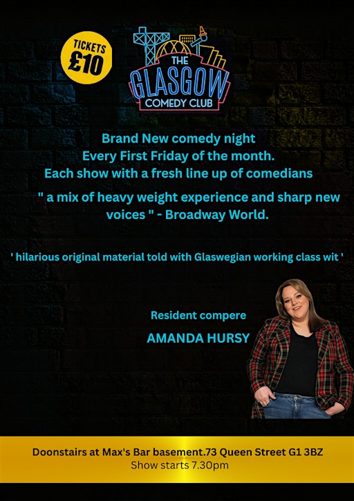 GLASGOW COMEDY CLUB DOONSTAIRS AT MAXS