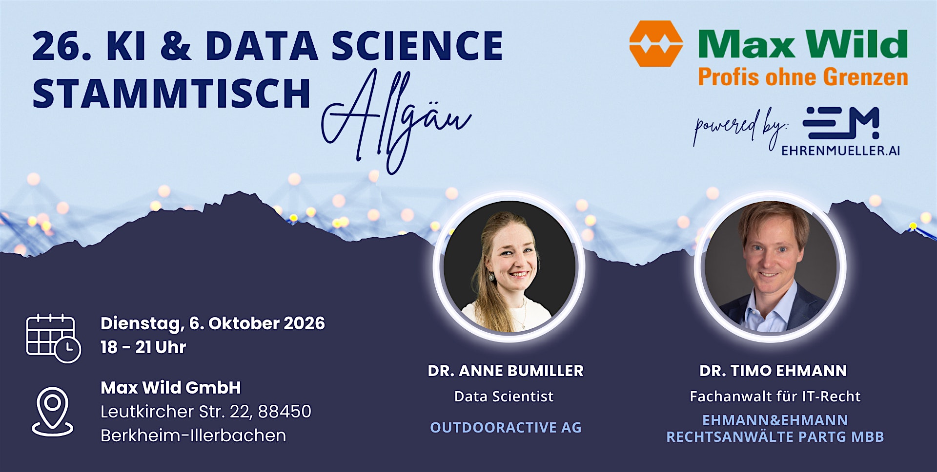 26. KI & Data Science Stammtisch Allgäu bei MAX WILD