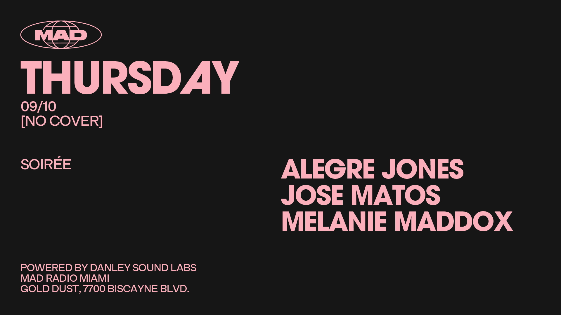 Soirée: Alegre Jones / Jose Matos / Melanie Maddox