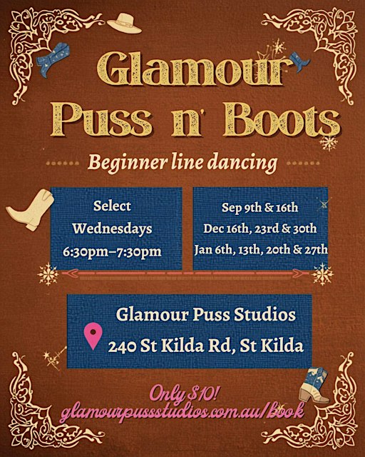 Beginner Line Dancing St Kilda - Glamour Puss n' Boots