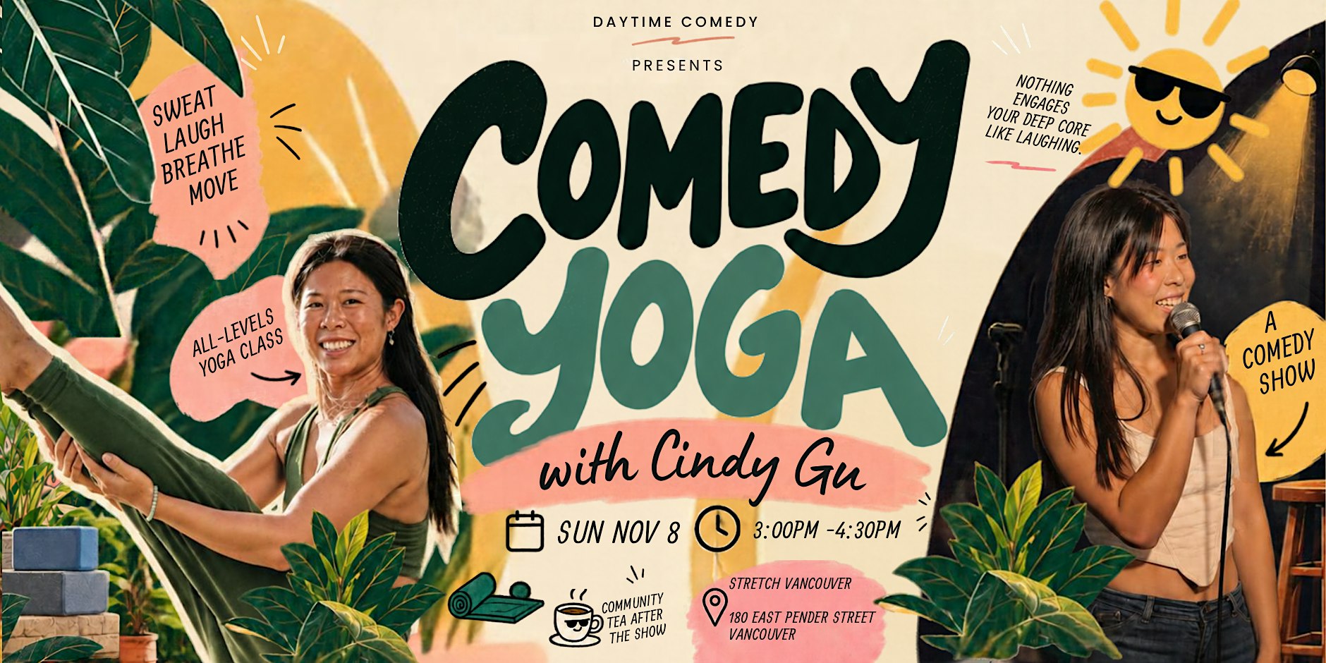 Comedy Yoga with Cindy Gu (Standup+ All-Level Yoga)