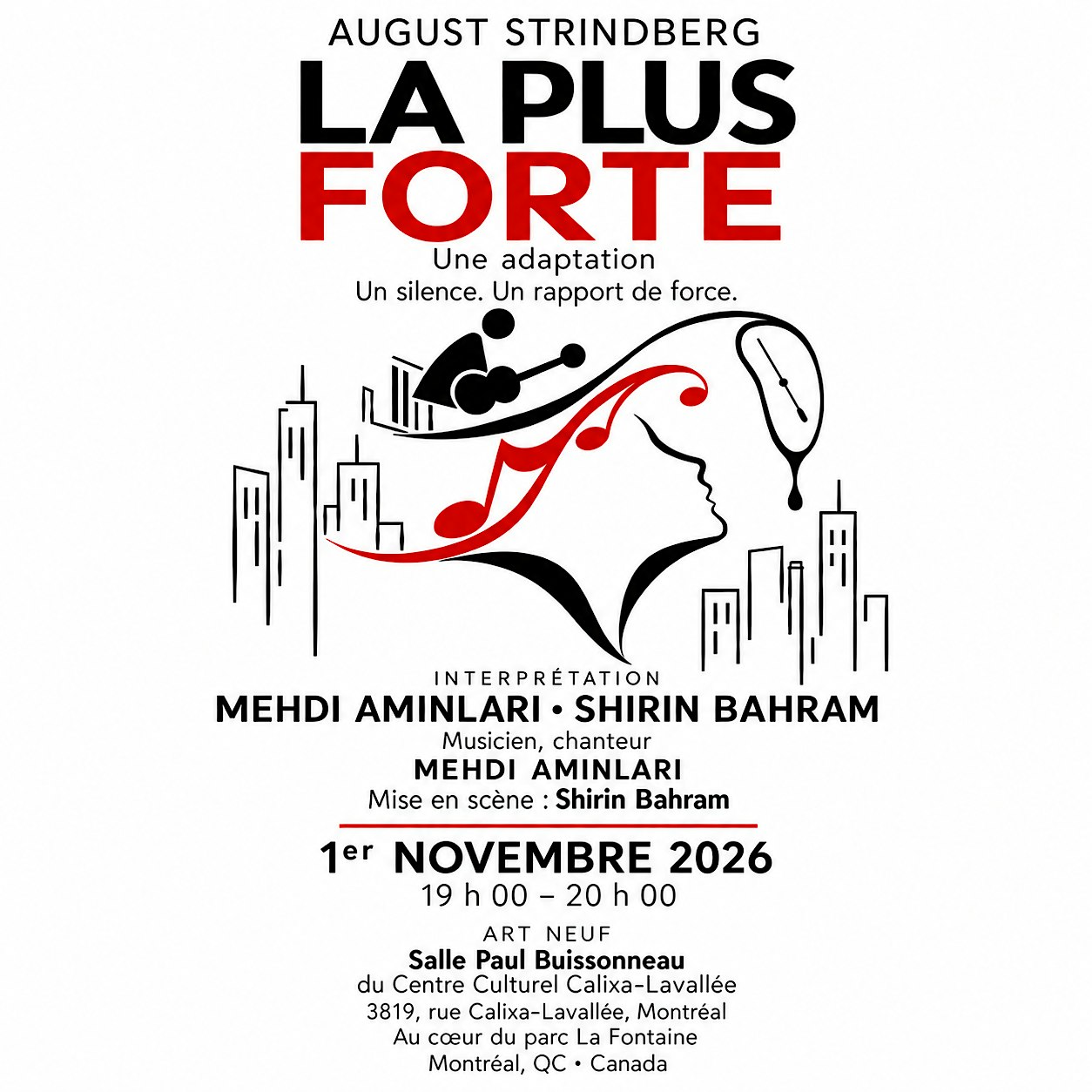 La plus forte :  Une adaptation théâtrale et musicale d’August Strindberg
