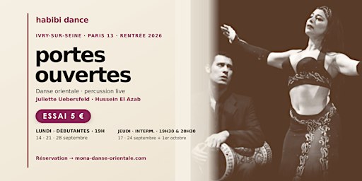 Cours d'essai 5 euros — Danse orientale débutantes à Ivry (lundi 21)