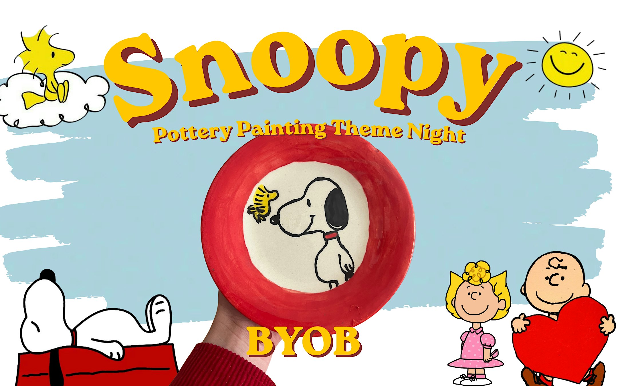 Snoopy Themed Pottery Painting