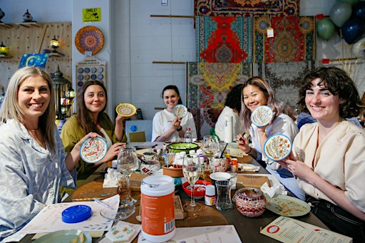Patterned Paint and Sip Classes Sydney: Ceramic Plates & Bowls
