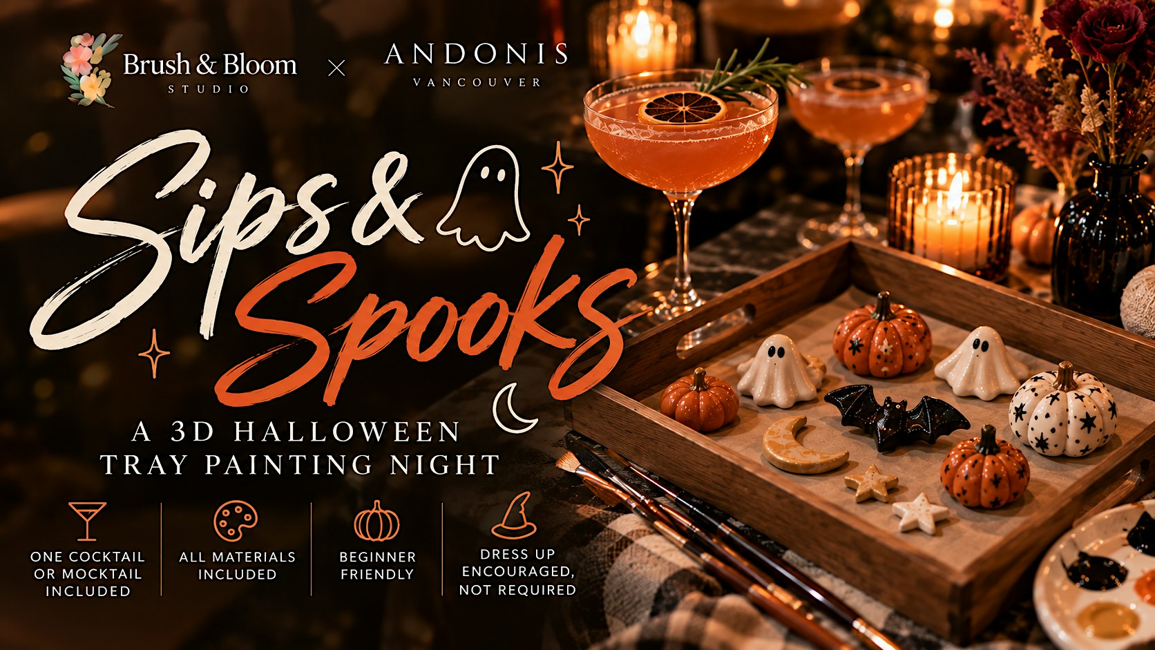 Sips & Spooks : A 3D Halloween Tray Painting Night