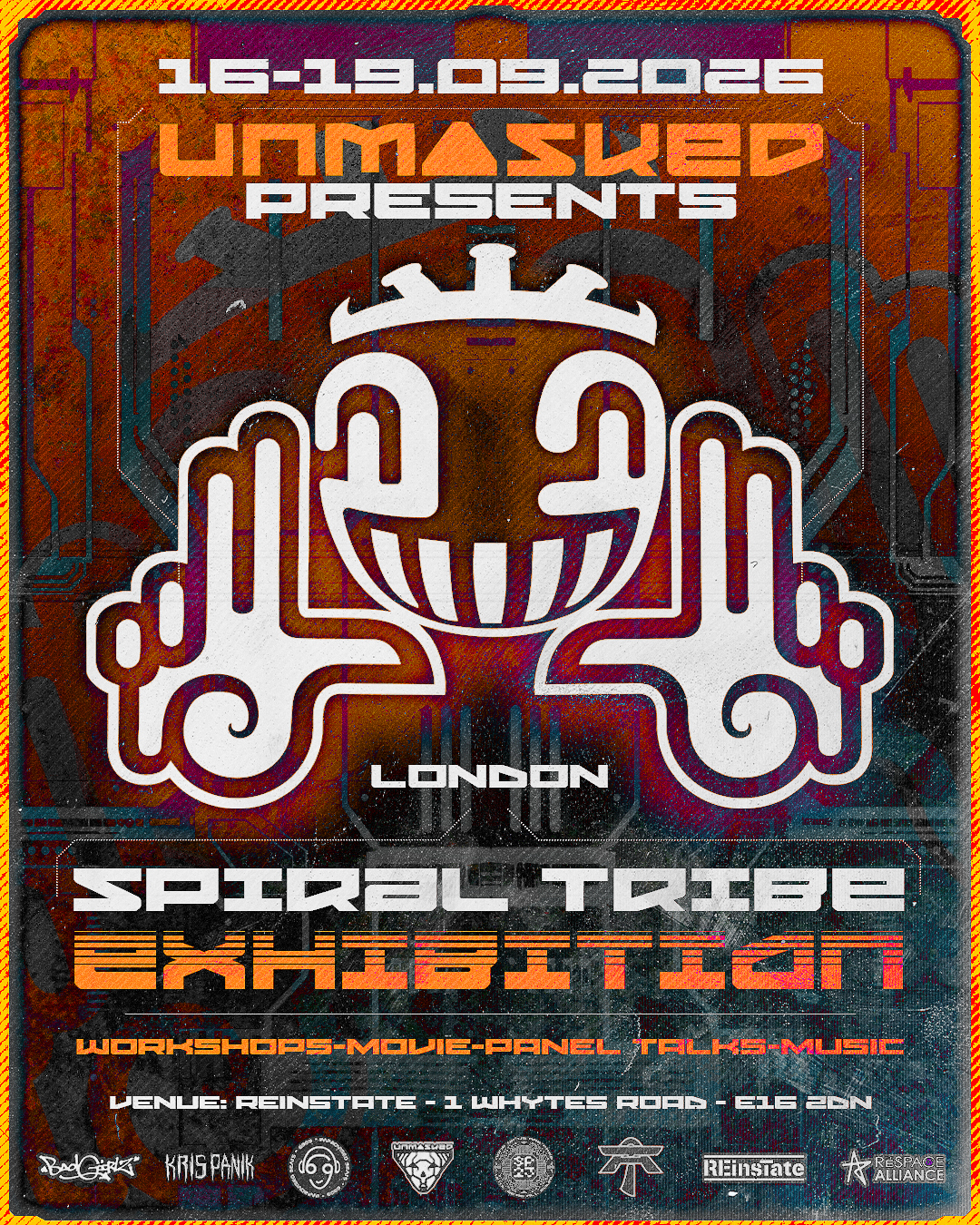 Unmasked presents: Spiral Tribe Exhibition and Rave