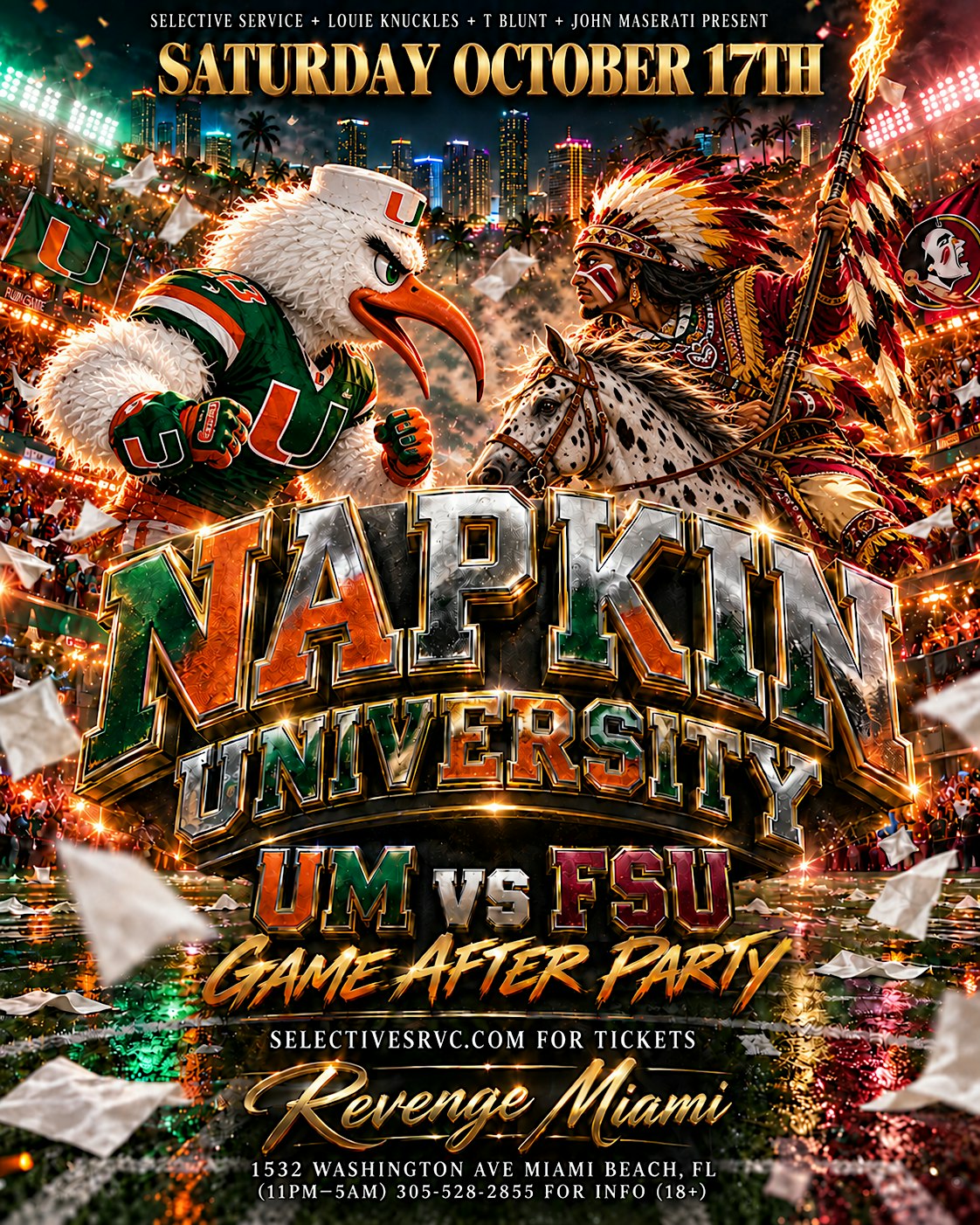 Napkin University: UM vs FSU Game Afterparty