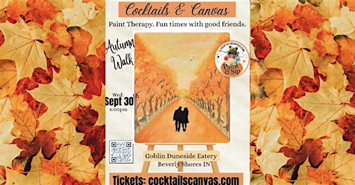 "Autumn Walk" Cocktails and Canvas Fun Fall Paint and Sip Social Art Event