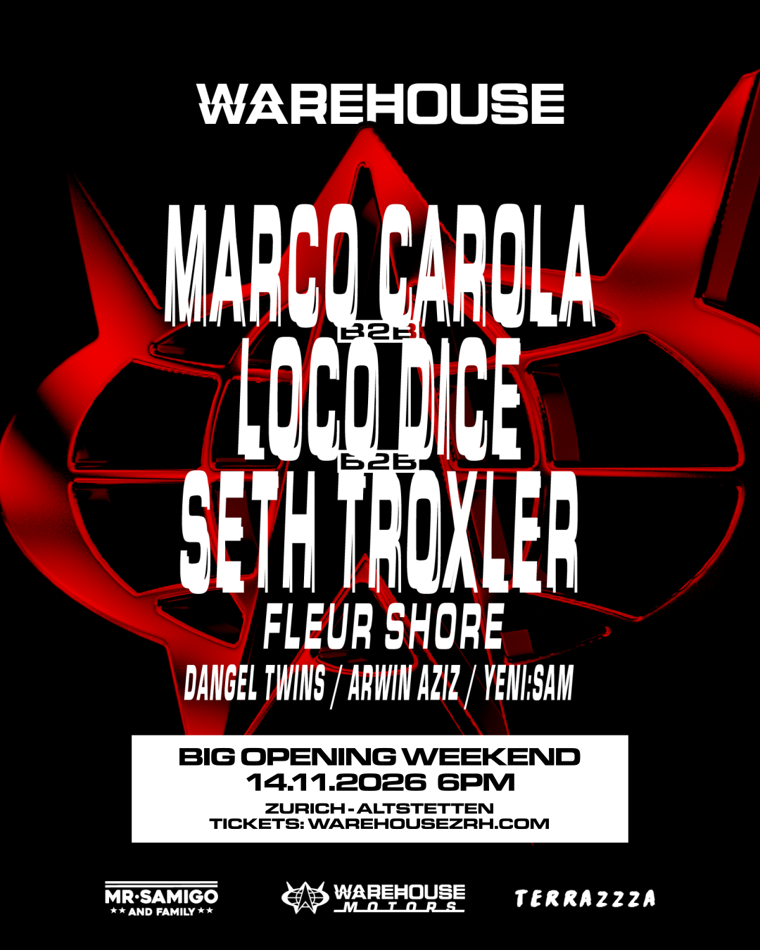 Warehouse Opening - Marco Carola b2b Loco Dice b2b Seth Troxler
