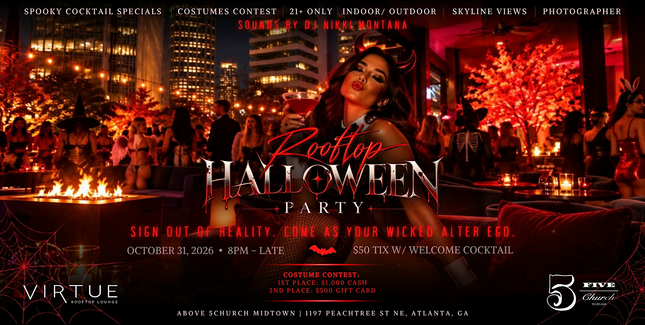 Rooftop Halloween Party | Virtue Rooftop | Midtown ATL