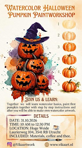 Watercolor Halloween Pumpkin Workshop