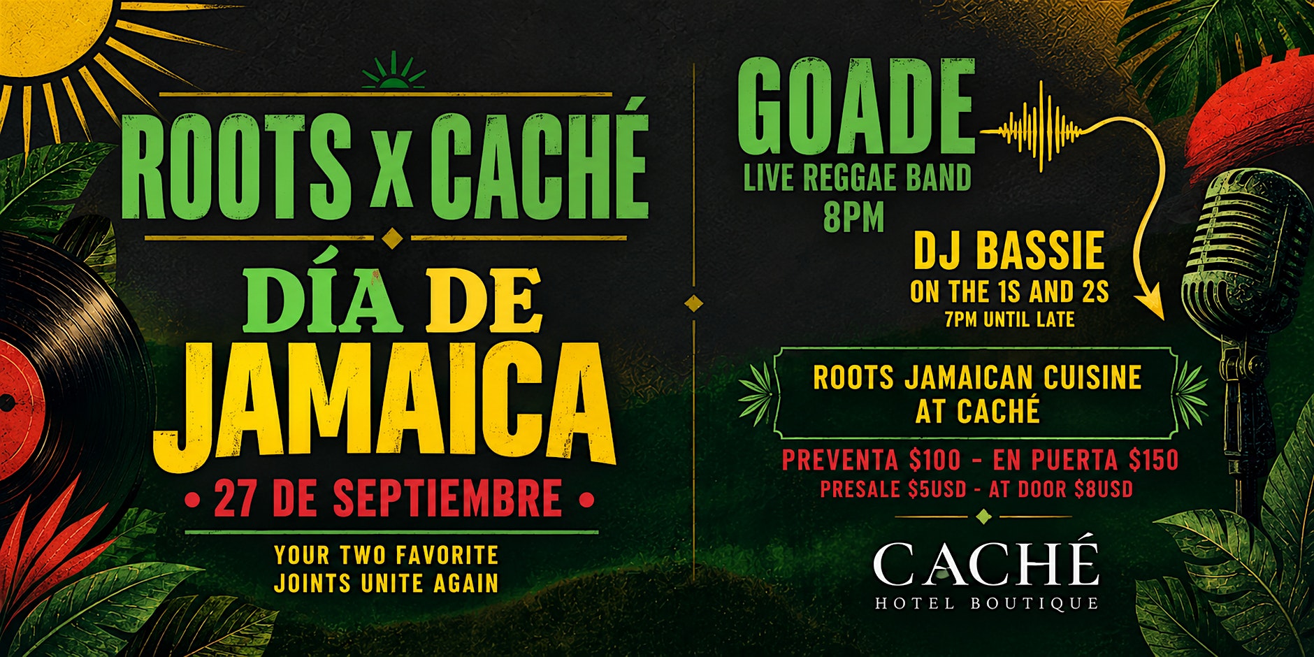Día de Jamaica — Roots x Caché · Reggae en vivo en el rooftop