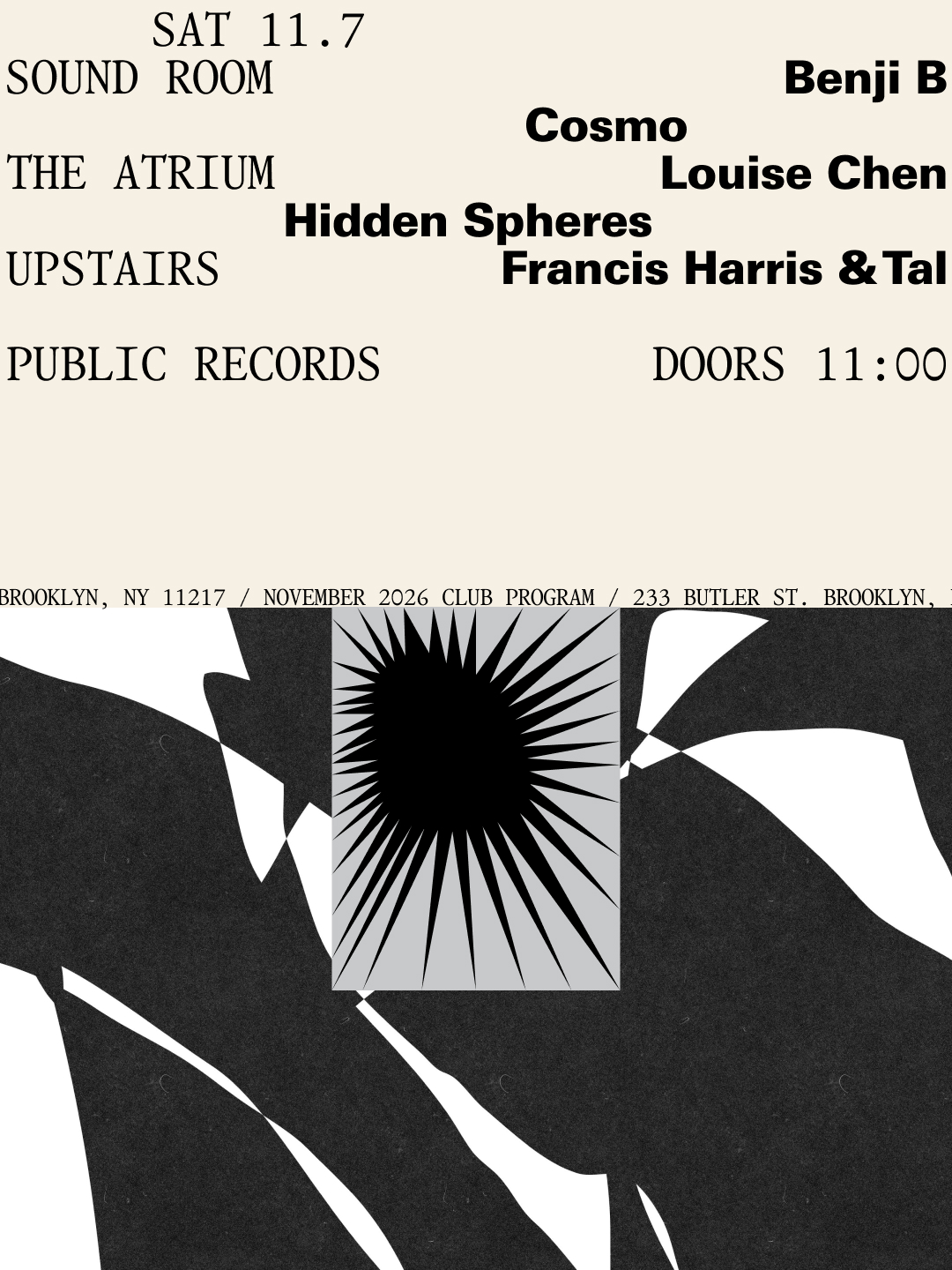 Benji B, Cosmo / Louise Chen, Hidden Spheres / Francis Harris & Tal