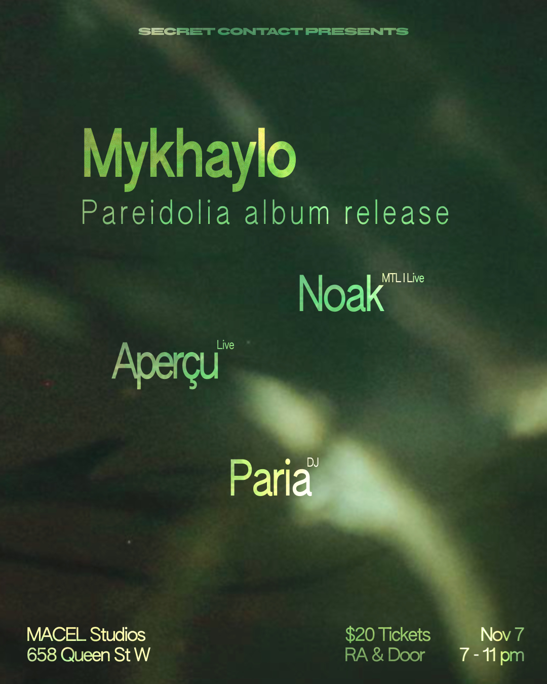 Secret Contact: Mykhaylo album launch 'Pareidolia'