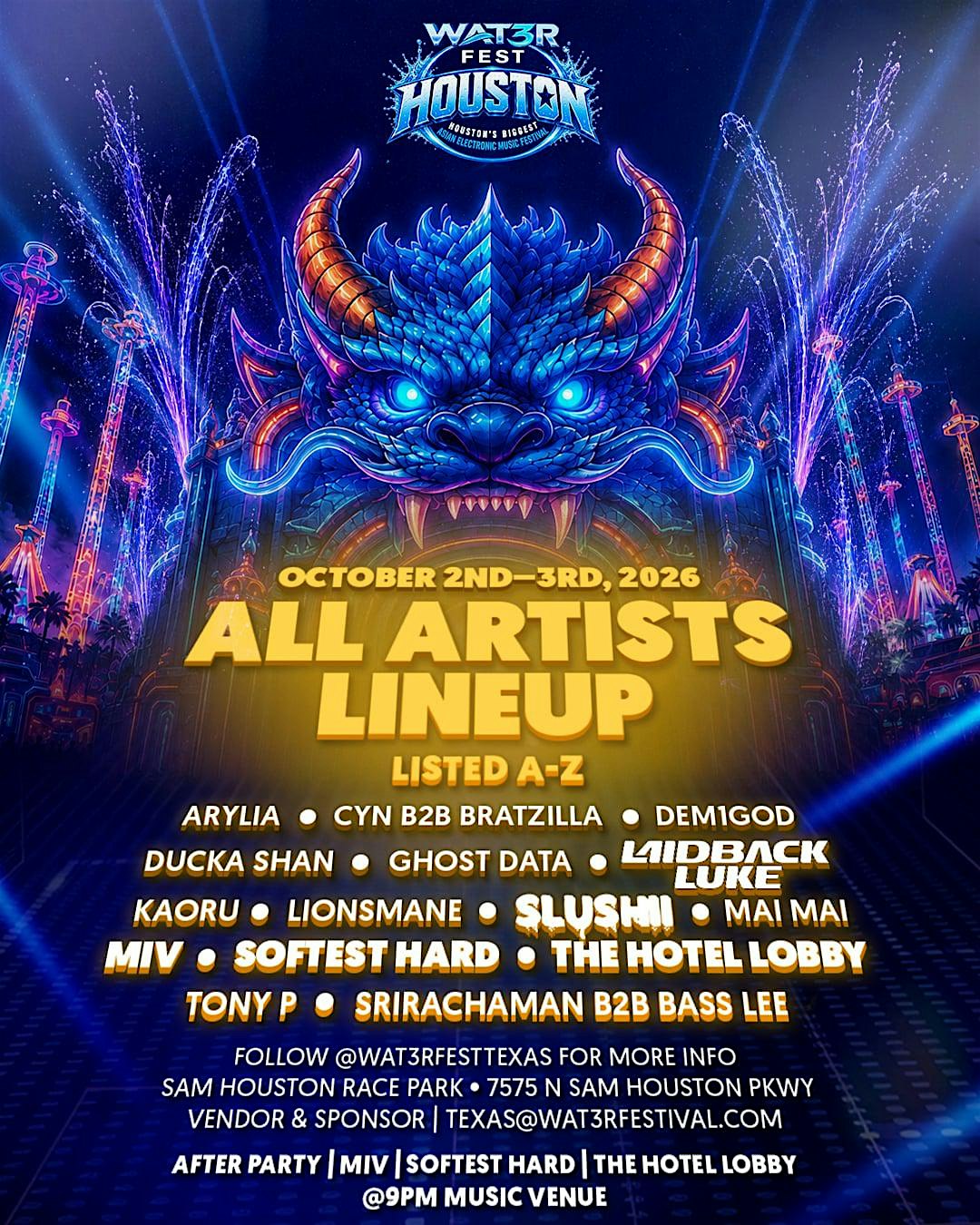 WAT3R FEST 2026 HOUSTON: Houston's Biggest Asian Electronic Music Festival