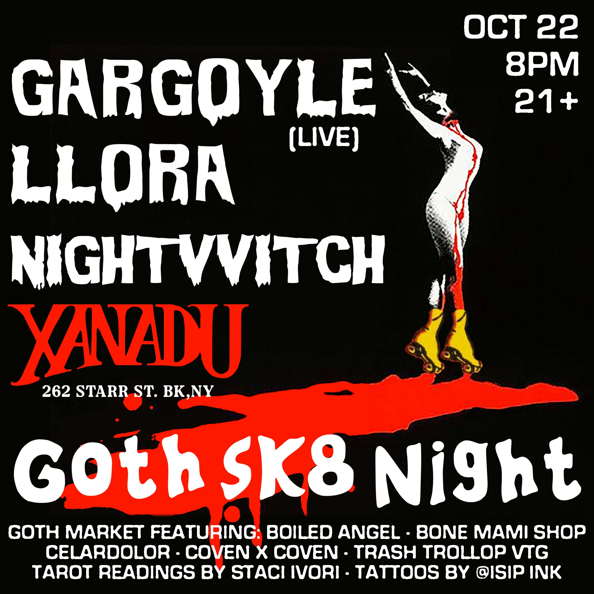 Goth SK8 Halloween ft. Gargoyle (Live), Llora , NIGHTVVITCH(skate)