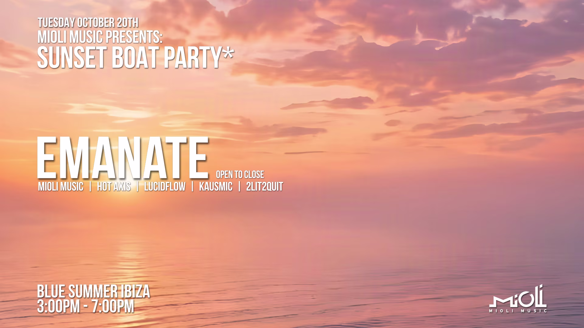 Mioli Music: Sunset Boat Party W/ Emanate