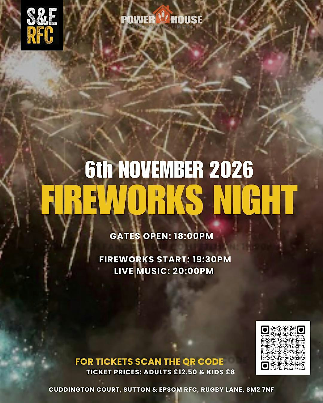 Sutton & Epsom RFC Annual fireworks 2026