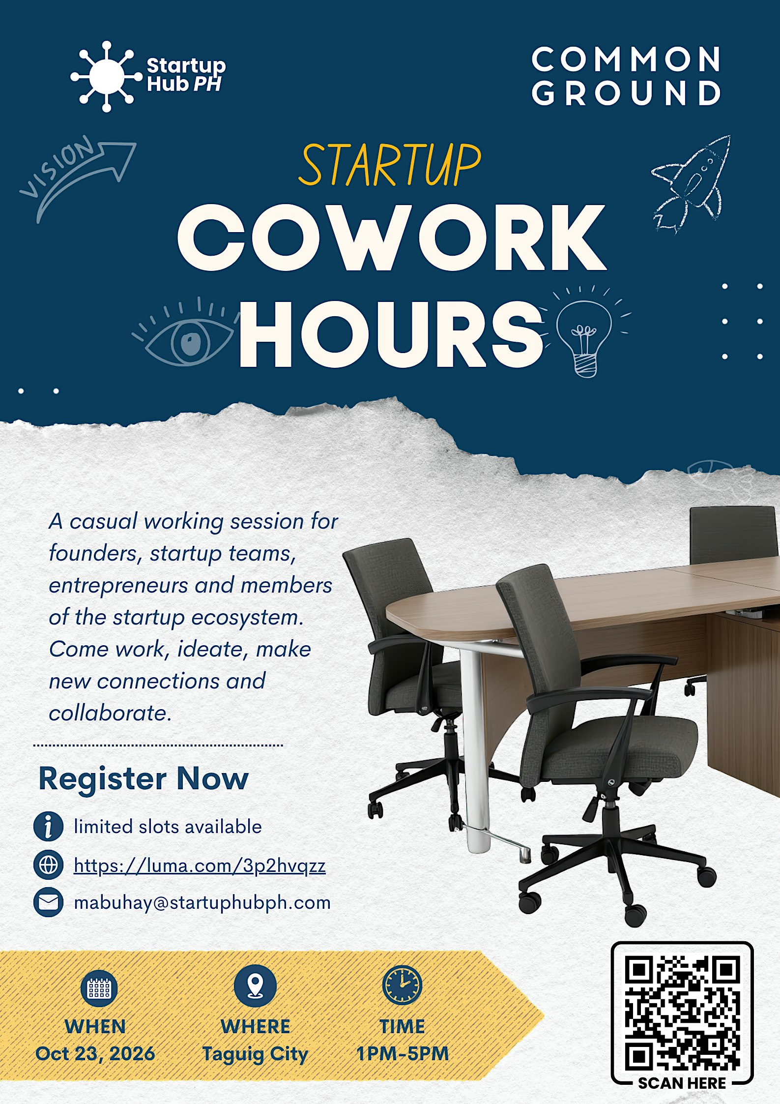 Startup Hub PH X Common Ground COWork Hours