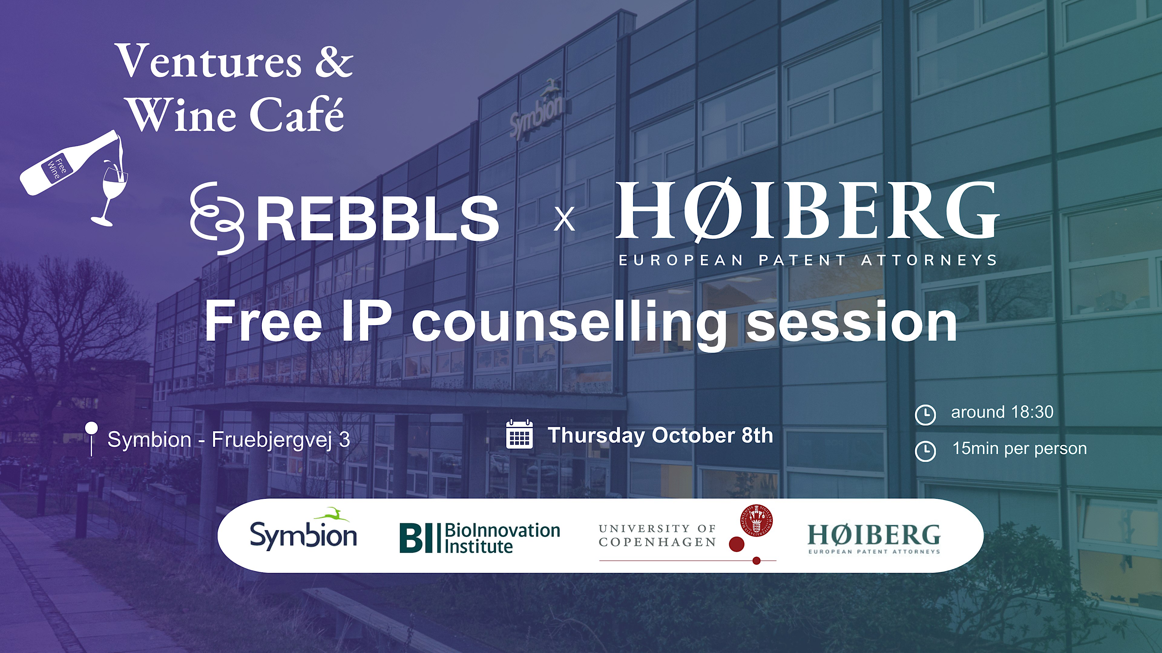 Open-desk IP counselling session with Høiberg @ Ventures & Wine Café