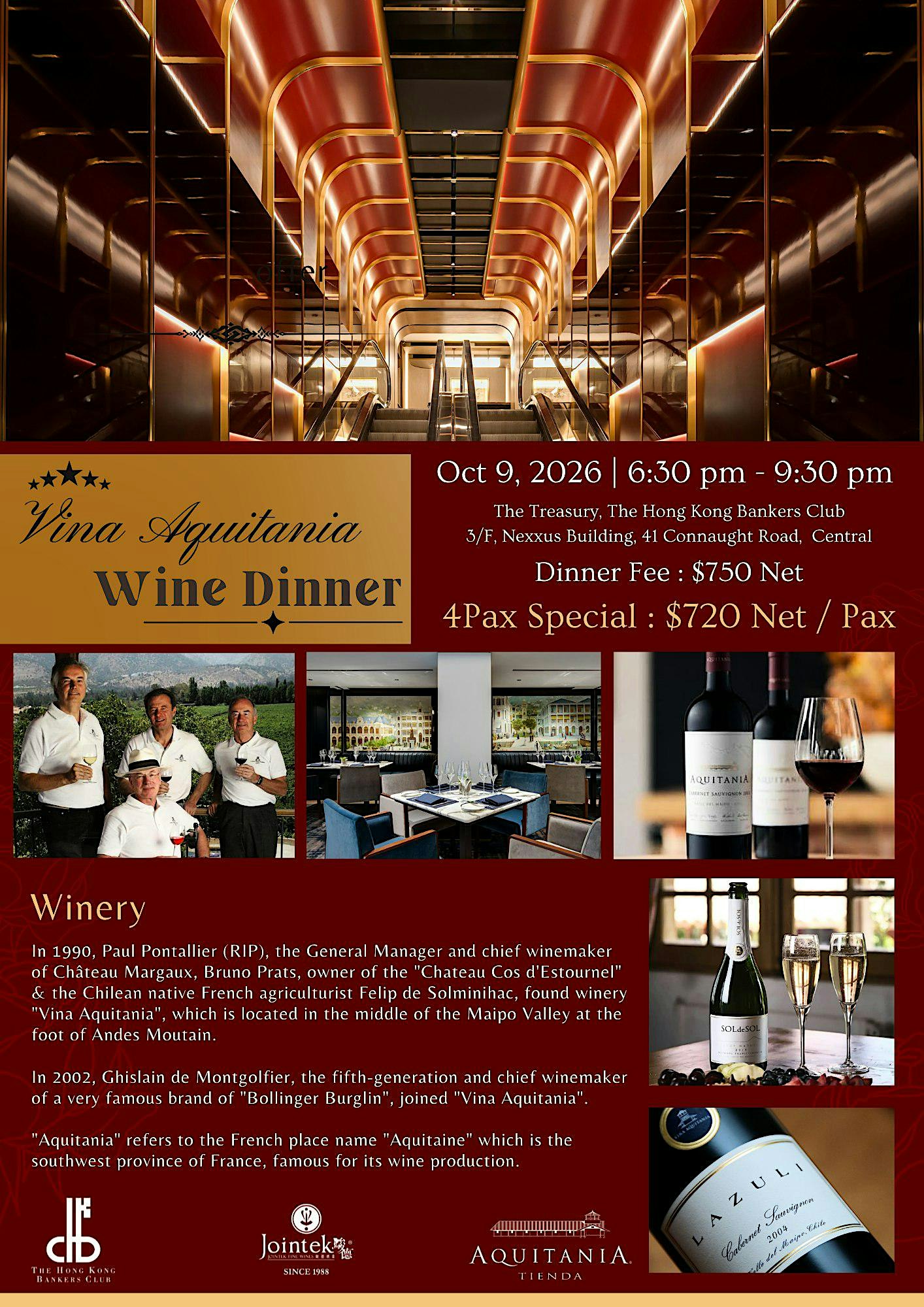 Bankers Club Wine Dinner | Vina Aquitania