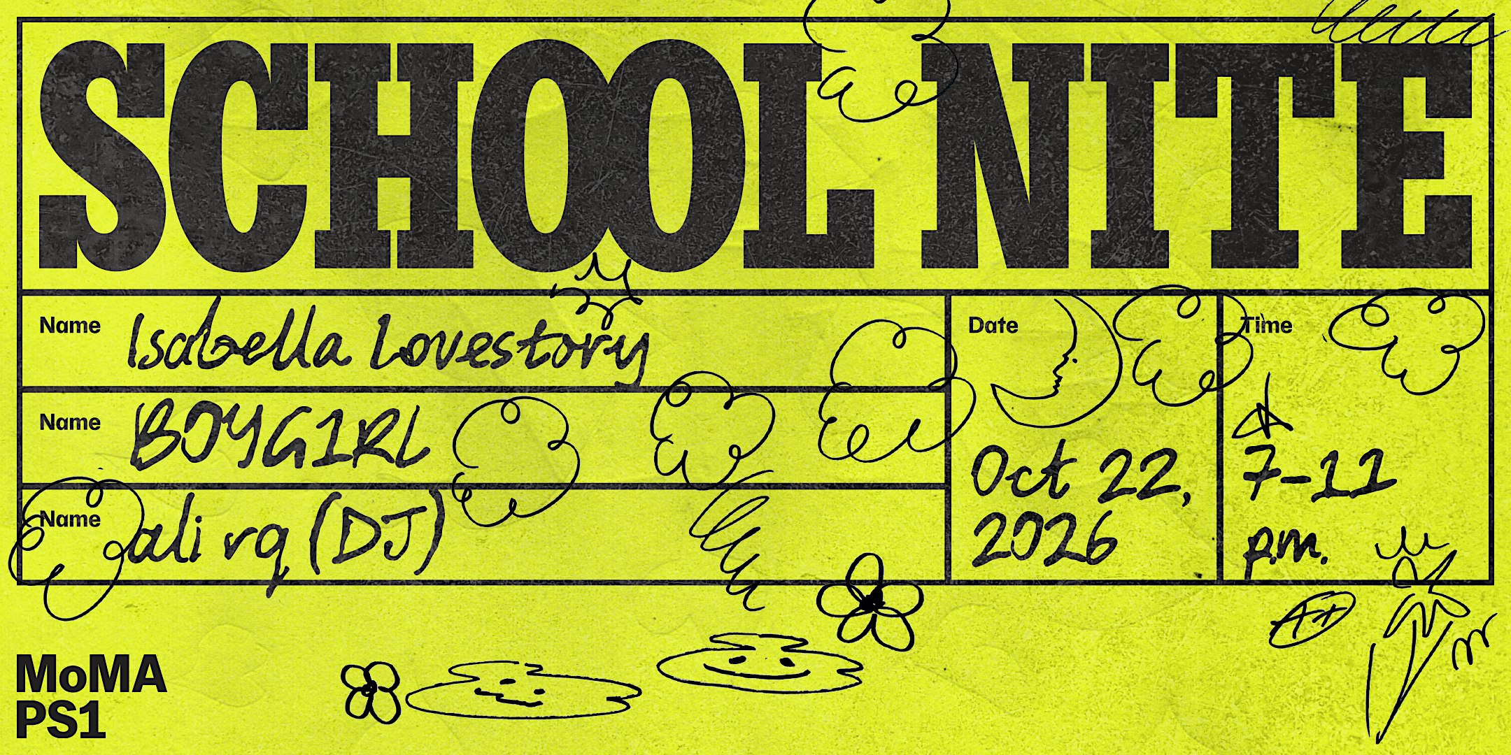 School Nite: Isabella Lovestory, B0YG1RL, ali rq (DJ)