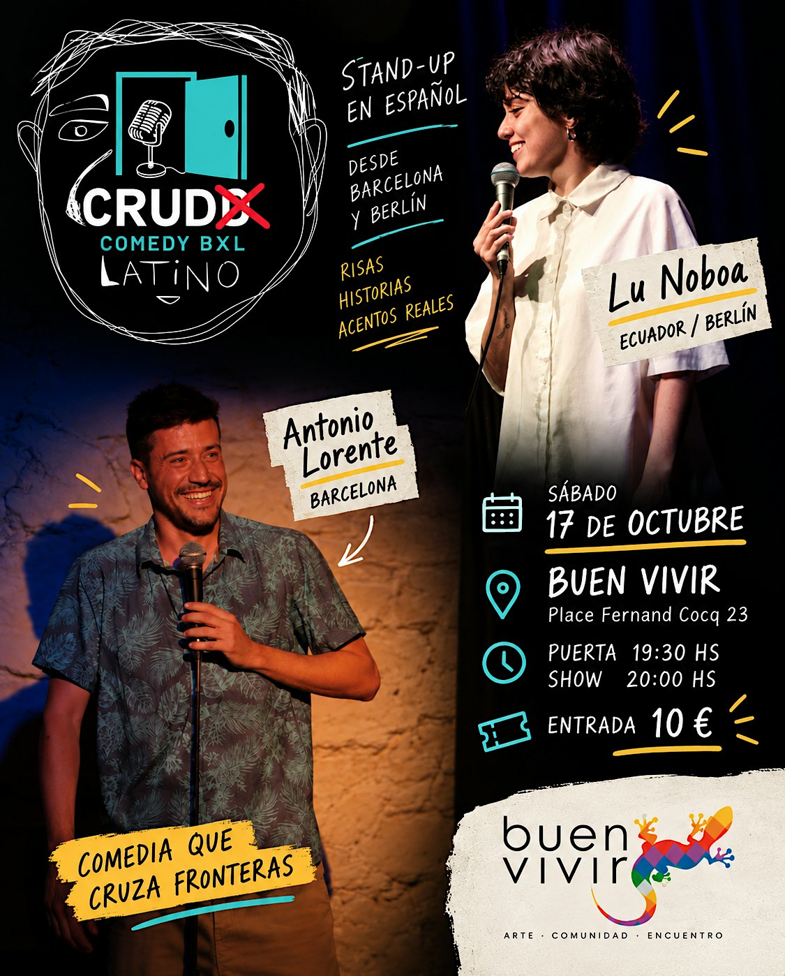 CRUDO Comedy BXL — Lu Noboa + Antonio Lorente | Stand-up en español