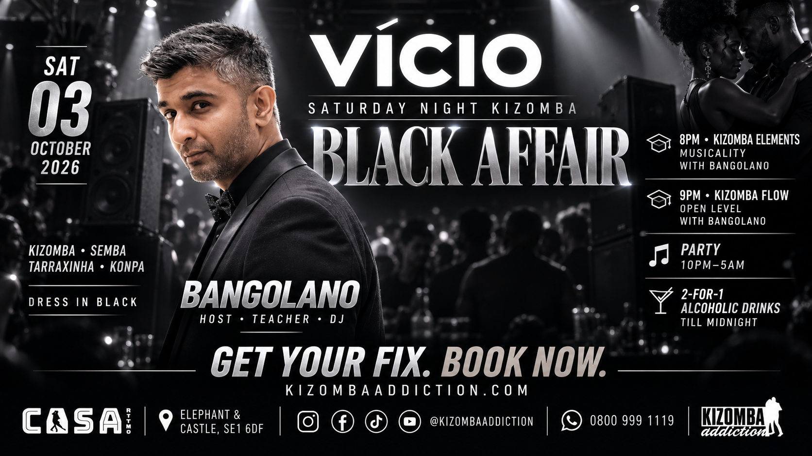 VÍCIO Black Affair Saturday Night Kizomba Classes & Party London
