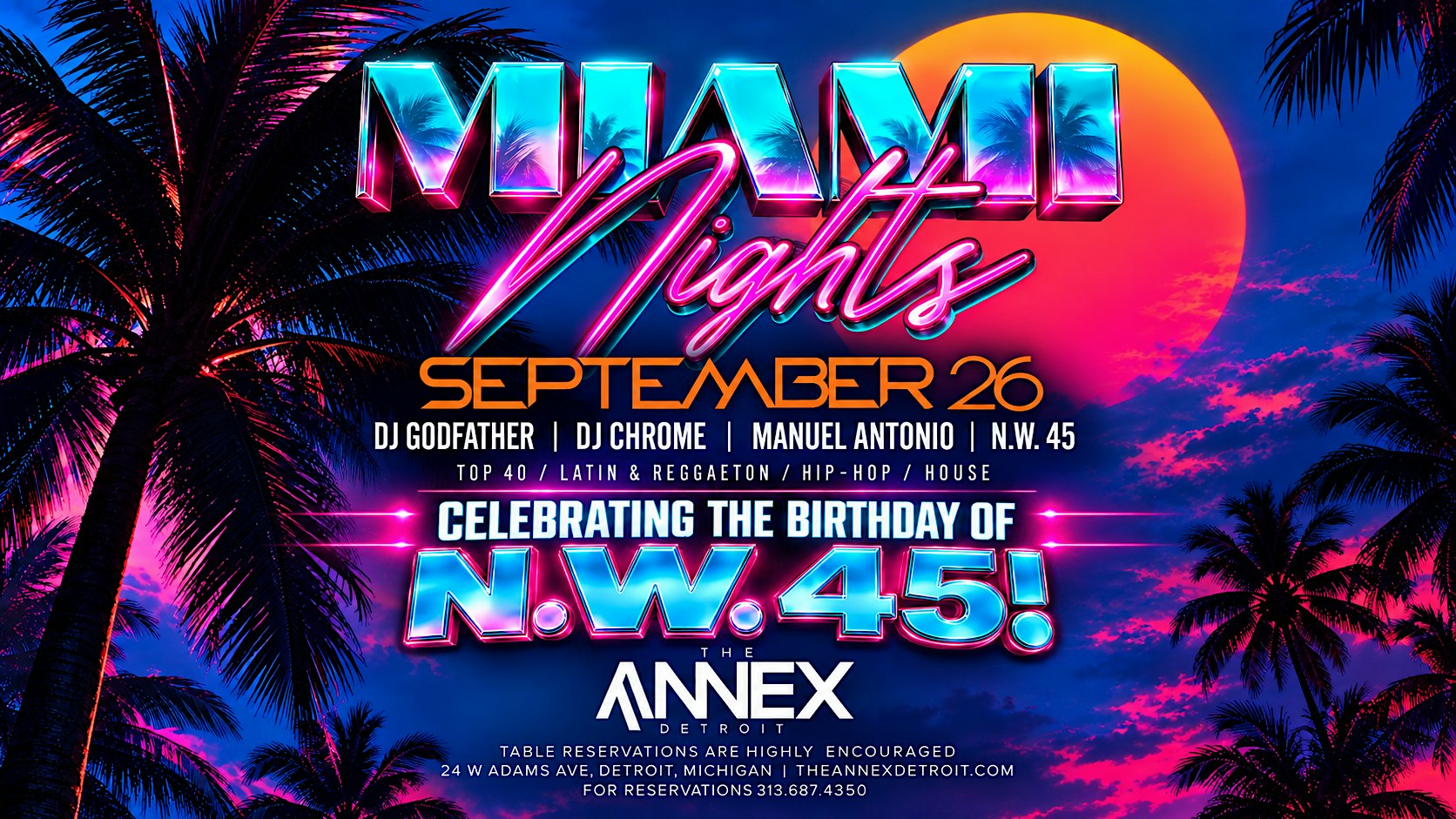 Miami Nights on Saturday, September 26 at The Annex!