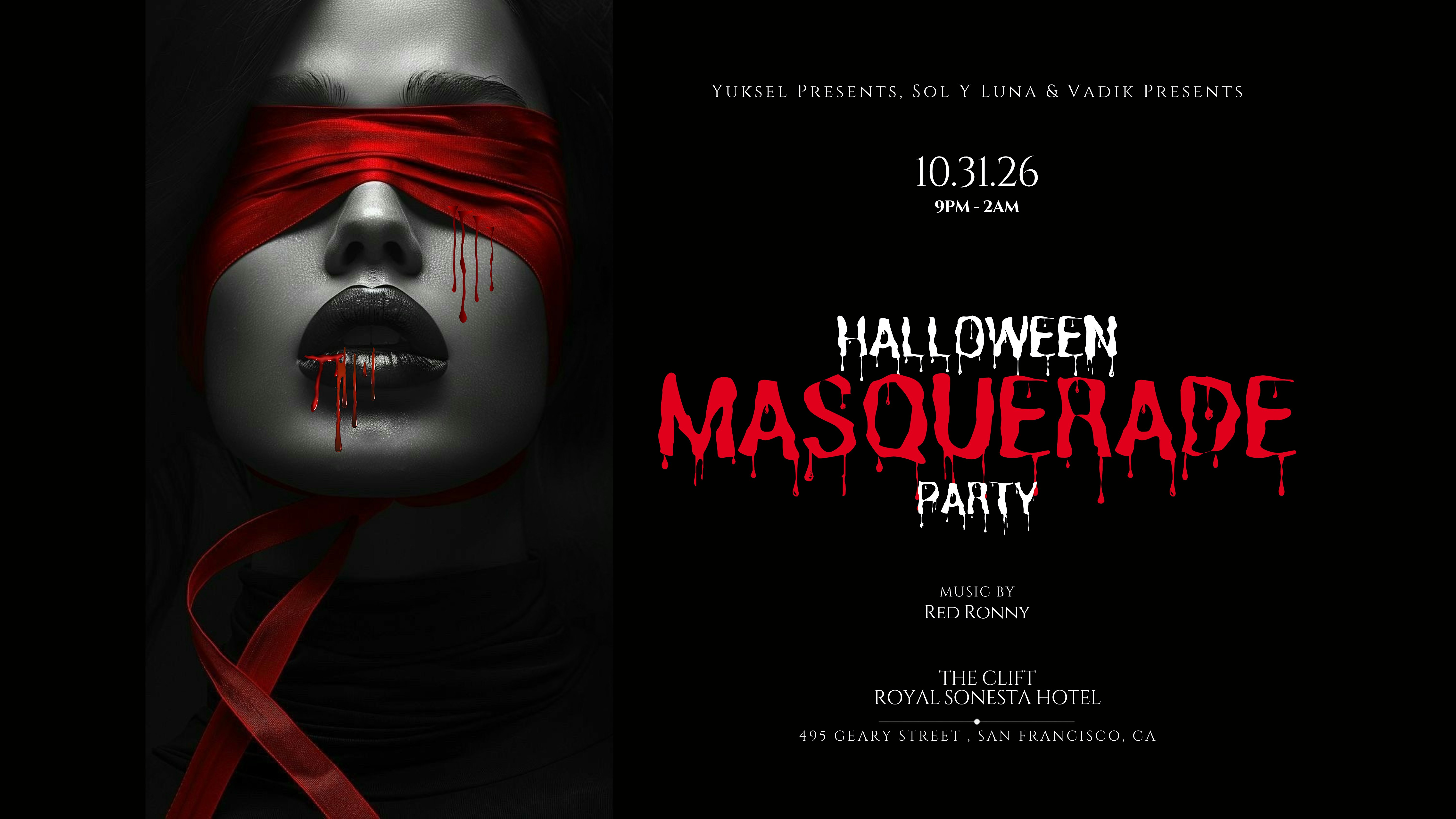 10th Annual HALLOWEEN MASQUERADE at the Historic CLIFT HOTEL & REDWOOD ROOM