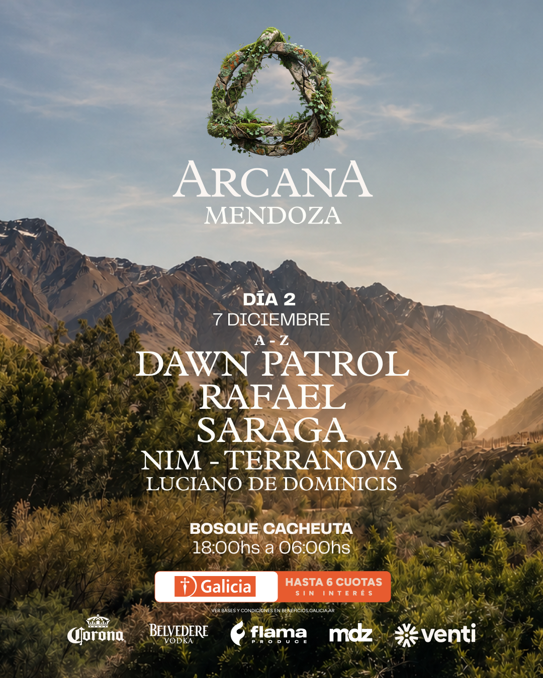 Rafael + Dawn Patrol, Arcana Mendoza [Day 2] x Flama, Bosques Cacheuta Mendoza