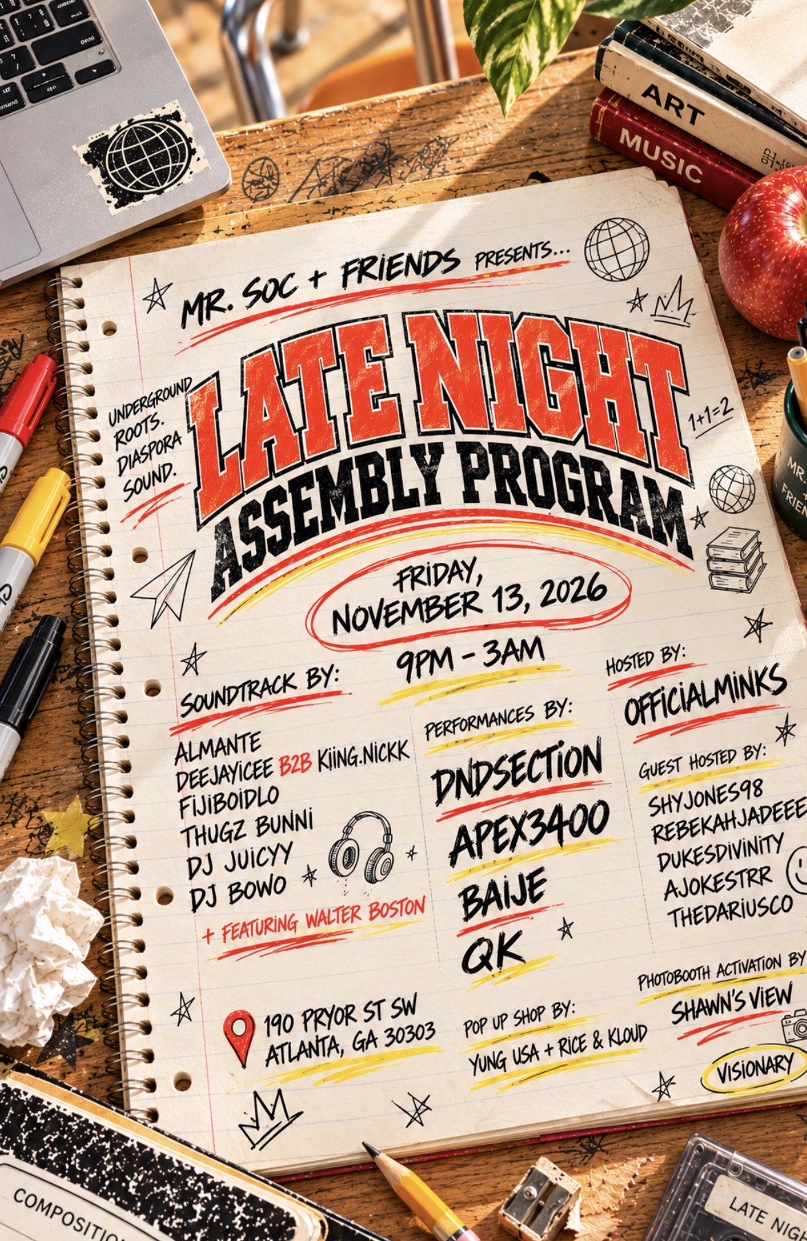Mr.SOC +friends presents.. LATE NIGHT ASSEMBLY PROGRAM