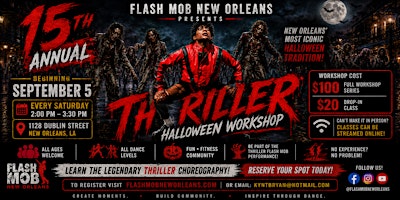 Flash Mob New Orleans 15th Annual Thriller Halloween Workshop 2026