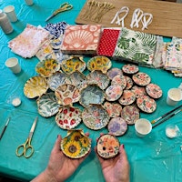 Decoupage shell & wood slice ornaments