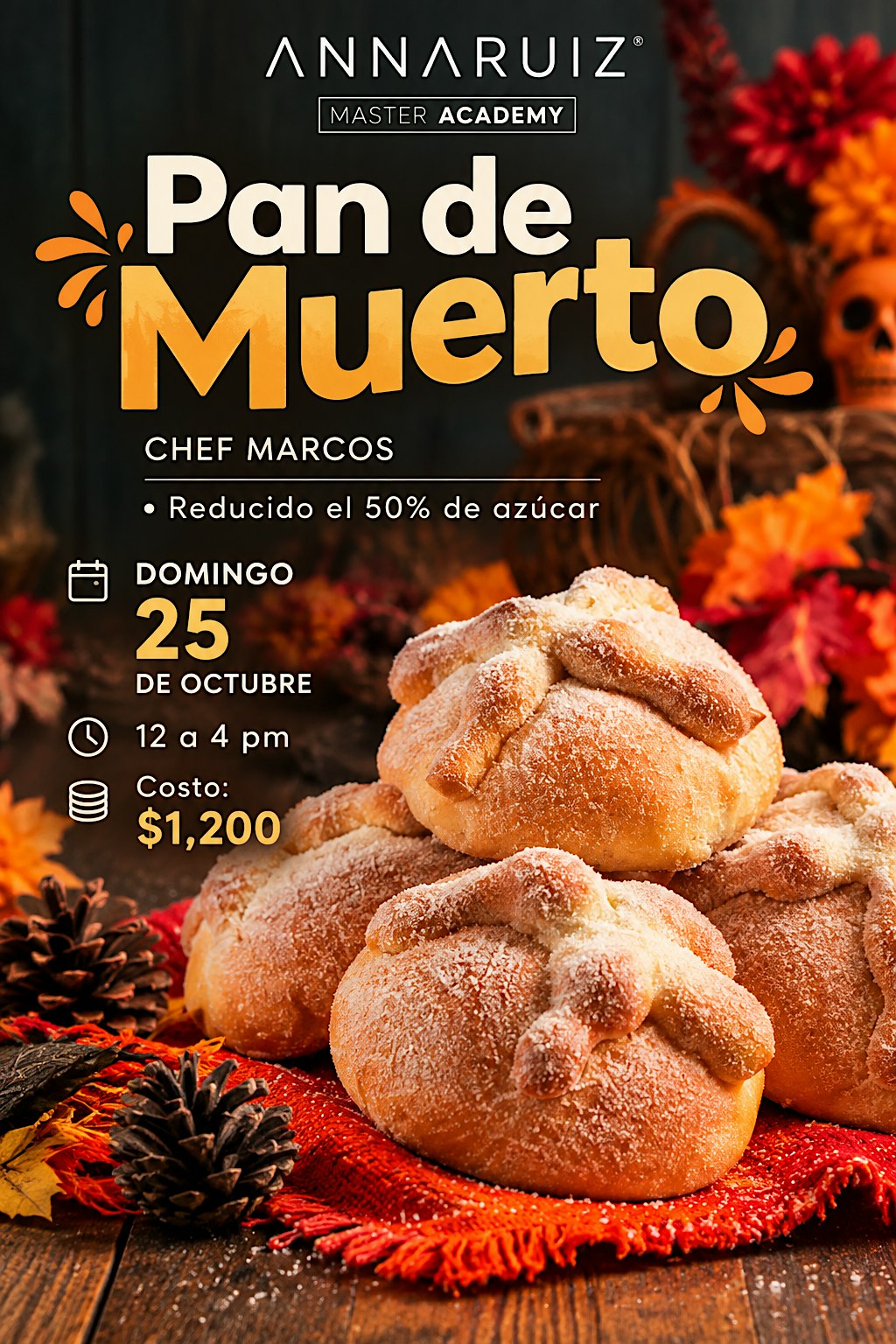 Pan de Muerto reducido en 50% de azúcar  by Chef Marcos Valadez en ARS