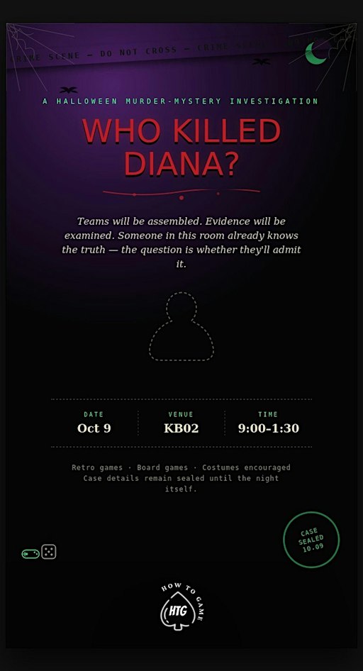 HTG | Who Killed Diana? - A Halloween Murder Mystery Games Night