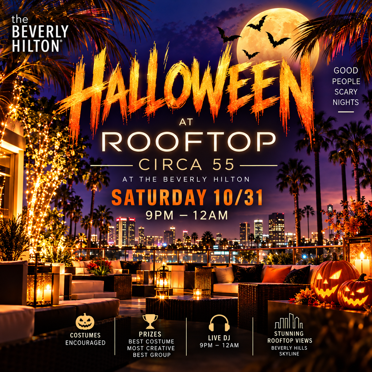 Halloween Rooftop Party at Circa 55 | Beverly Hilton
