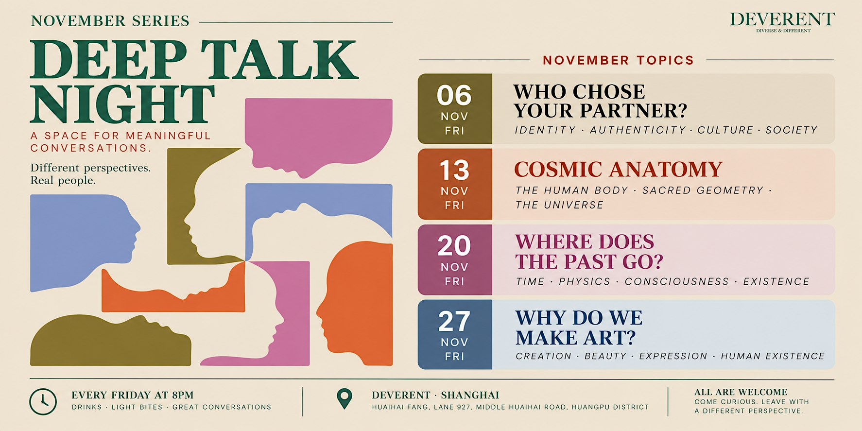 Shanghai DEVERENT  Deep Talk Night  |  November Topics